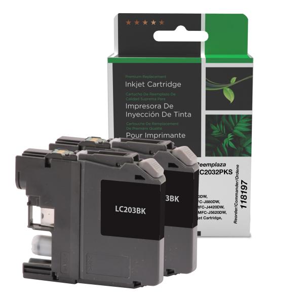 Clover Imaging Remanufactured High Yield Black Ink Cartridge for Brother LC203XL 2-Pack