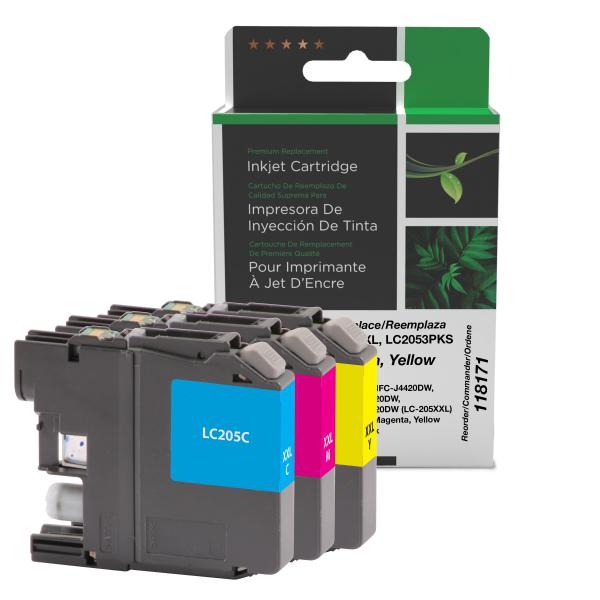 Clover Imaging Remanufactured Super High Yield Cyan, Magenta, Yellow Ink Cartrides for Brother LC205XXL 3-Pack