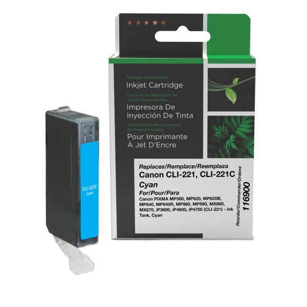 Toner Cartridge Store | Clover Imaging Remanufactured Cyan Ink Cartridge for Canon CLI-221 (2947B001)