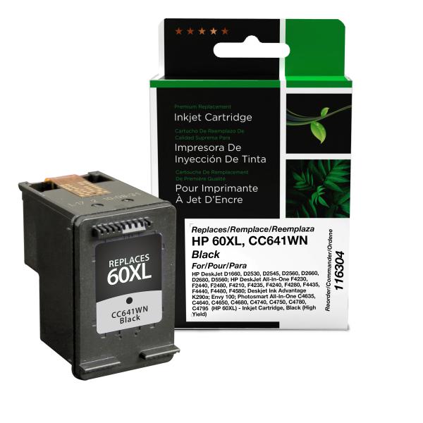 Clover Imaging Remanufactured High Yield Black Ink Cartridge for HP 60XL (CC641WN)