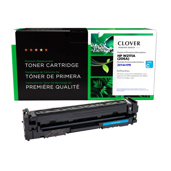 Toner Cartridge Store | Clover Imaging Remanufactured Cyan Toner Cartridge (Reused OEM Chip) for HP 206A (W2111A)