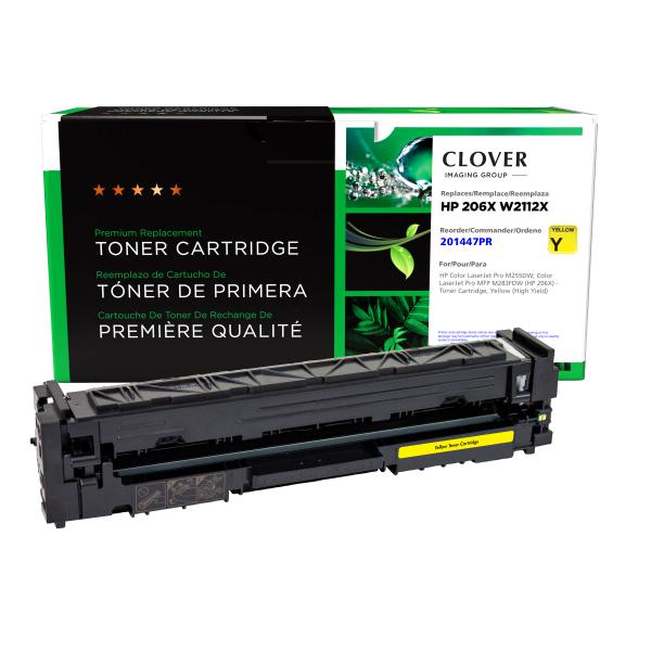 Clover Imaging Remanufactured High Yield Yellow Toner Cartridge (Reused OEM Chip) for HP 206X (W2112X)