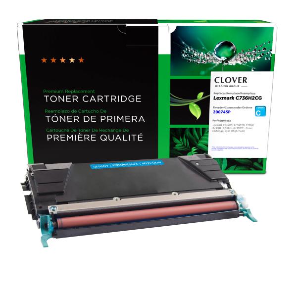 Clover Imaging Remanufactured High Yield Cyan Toner Cartridge for Lexmark C736/X736/X738