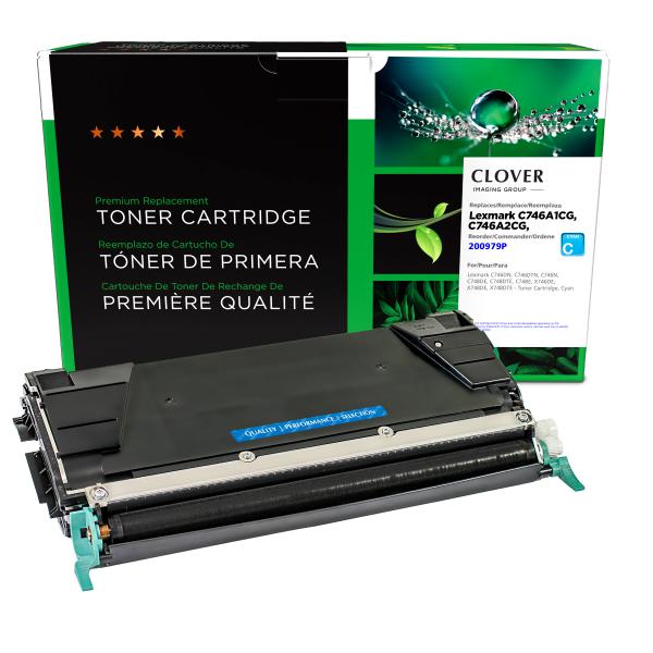 Toner Cartridge Store | Clover Imaging Remanufactured Cyan Toner Cartridge for Lexmark C746/C748